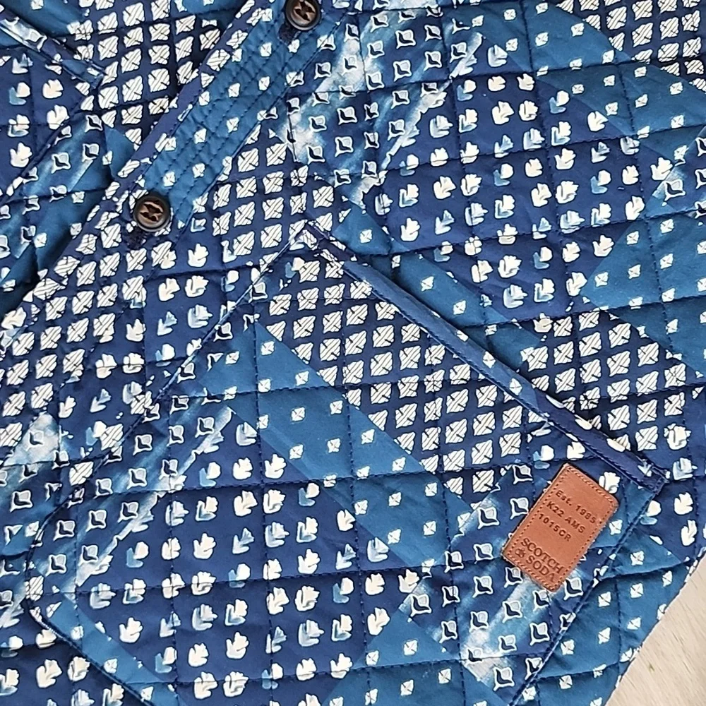 Scotch & Soda Printed QuiltedOvershirt in Blue for Men size small - Picture 8 of 11
